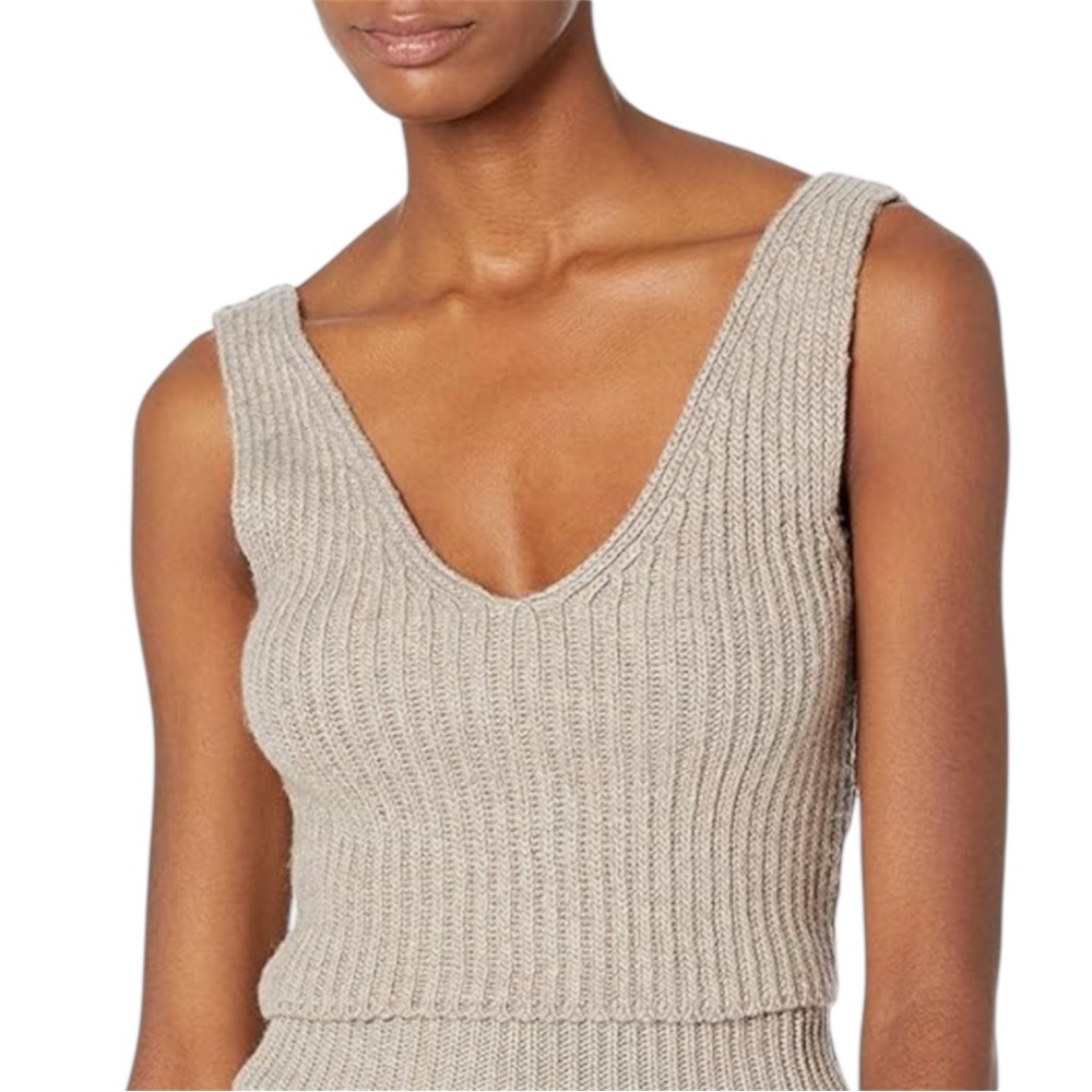 The Drop Womens Sylvie Cotton Blend V-Neck Cropped Sweater Tank